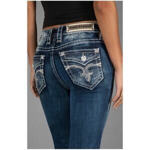 Rock Revival Women’s Sz 28 Swarovski Crystal Easy Boot Jeans Jamie Stretch Denim
